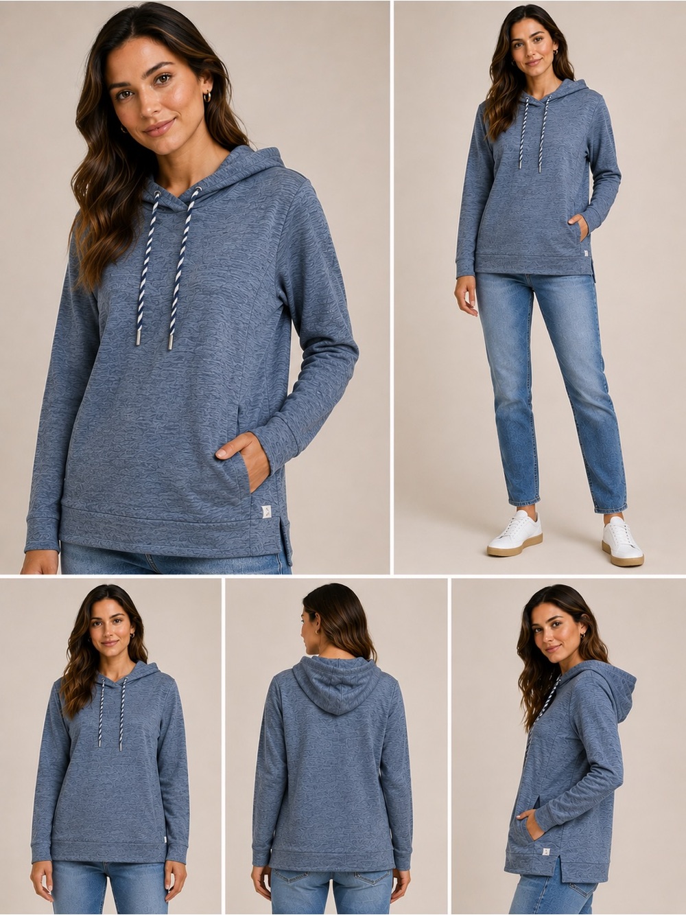 OUTDOOR SUPPLY CO - Blue-Gray Hooded Fleece Top